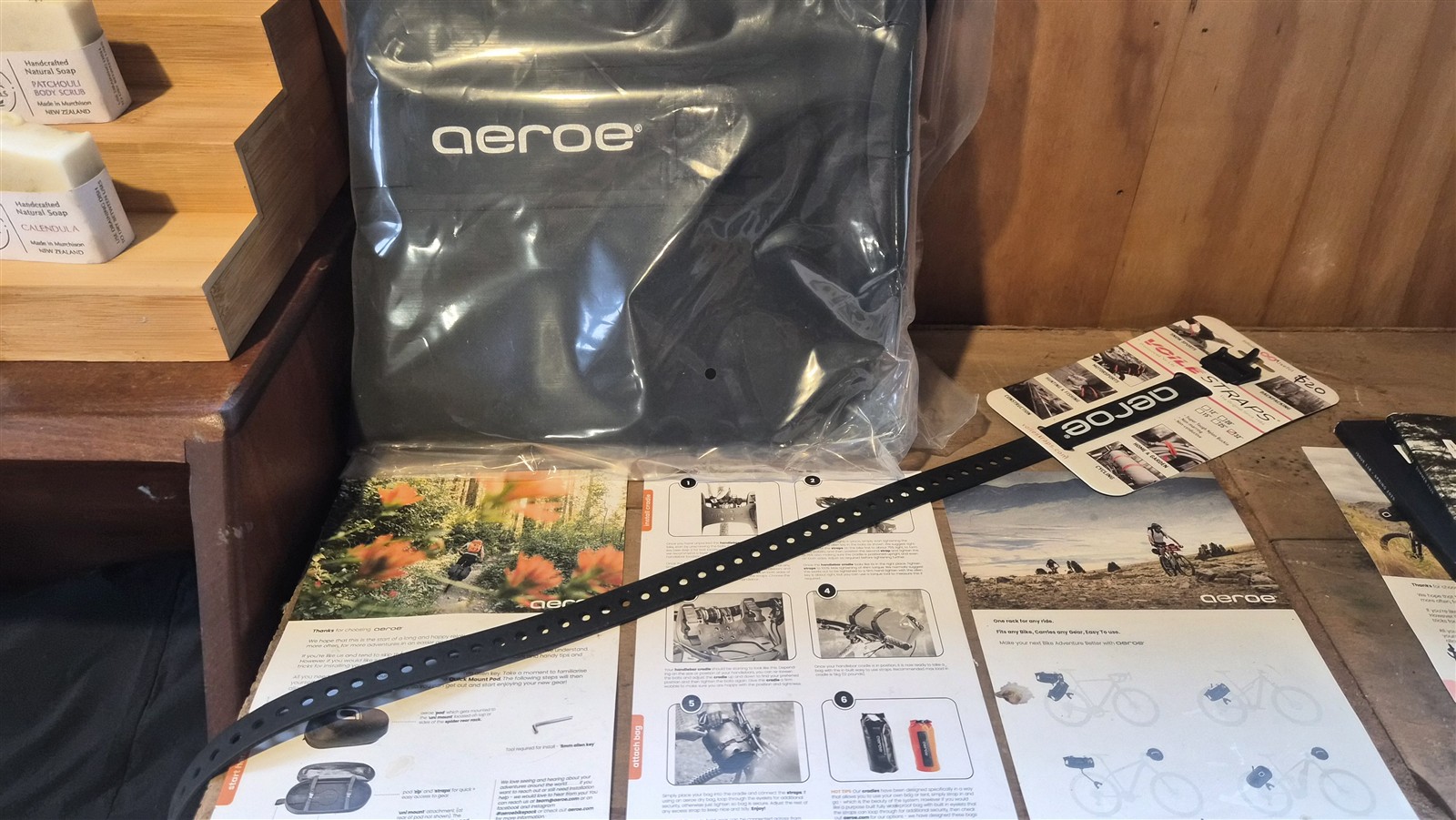 Aeroe bikepacking bag and gear straps